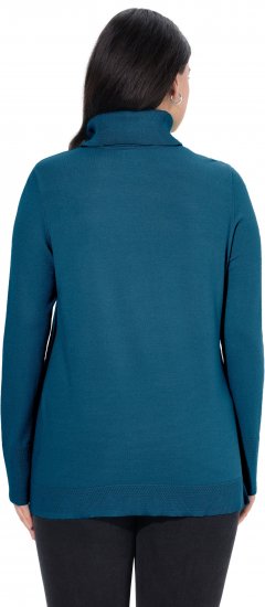 Ulla Popken Turtleneck Ribbed Trim Long Sleeve Sweater Cerulean - Bluzy & bluzy z kapturem - 