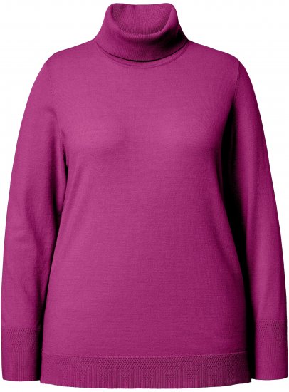 Ulla Popken Turtleneck Ribbed Trim Long Sleeve Sweater Berry - Bluzy & bluzy z kapturem - 
