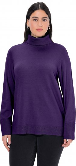 Ulla Popken Turtleneck Ribbed Trim Long Sleeve Sweater Deep Violet - Bluzy & bluzy z kapturem - 