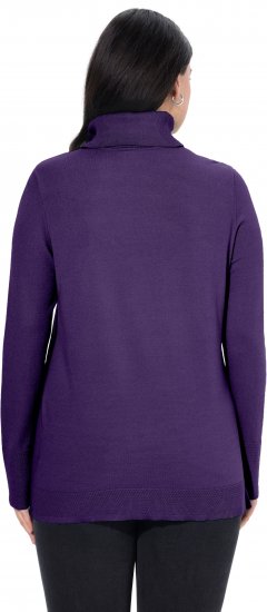 Ulla Popken Turtleneck Ribbed Trim Long Sleeve Sweater Deep Violet - Bluzy & bluzy z kapturem - 