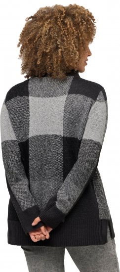 Ulla Popken Grand Check Long Sleeve Sweater Charcoal Grey Melange - Bluzy & bluzy z kapturem - 