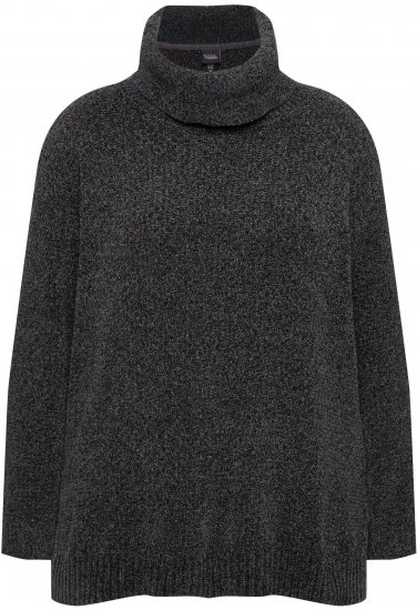 Ulla Popken Soft Textured Chenille Oversized Fit Sweater Graphite Grey - Bluzy & bluzy z kapturem - 