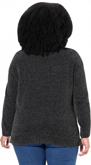 Ulla Popken Soft Textured Chenille Oversized Fit Sweater Graphite Grey - Bluzy & bluzy z kapturem - 