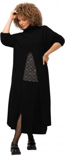 Ulla Popken Long Turtleneck Duster Sweater Black - Bluzy & bluzy z kapturem - 
