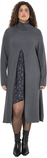 Ulla Popken Long Turtleneck Duster Sweater Graphite Grey - Bluzy & bluzy z kapturem - 