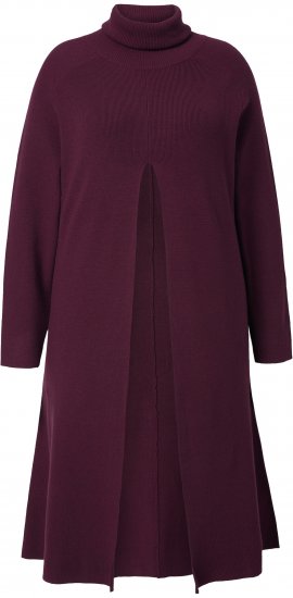Ulla Popken Long Turtleneck Duster Sweater Plum - Bluzy & bluzy z kapturem - 