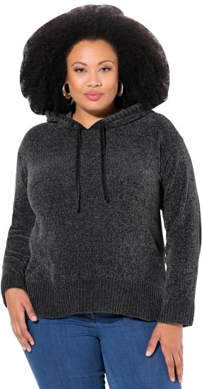 Ulla Popken Chenille Knit Hoodie Graphite Grey - Bluzy & bluzy z kapturem - 