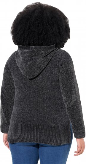 Ulla Popken Chenille Knit Hoodie Graphite Grey - Bluzy & bluzy z kapturem - 