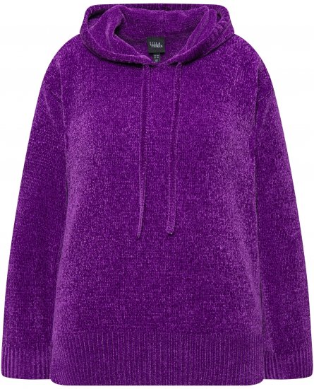 Ulla Popken Chenille Knit Hoodie Dark Purple - Bluzy & bluzy z kapturem - 