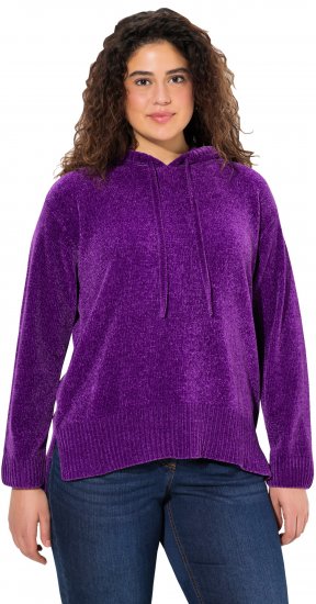 Ulla Popken Chenille Knit Hoodie Dark Purple - Bluzy & bluzy z kapturem - 