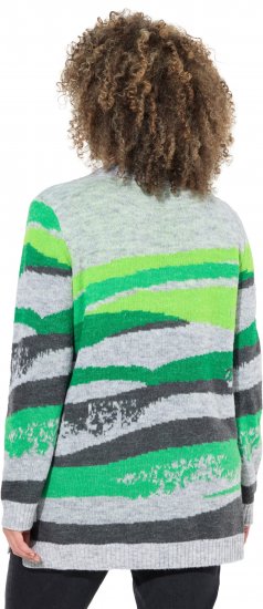 Ulla Popken Landscape Stripe Sweater Moss Green - Bluzy & bluzy z kapturem - 
