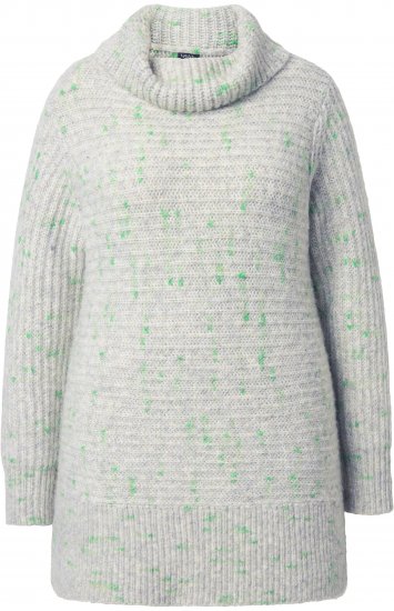Ulla Popken Space Yarn Oversized Turtleneck Sweater Light Grey Melange - Bluzy & bluzy z kapturem - 
