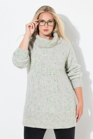 Ulla Popken Space Yarn Oversized Turtleneck Sweater Light Grey Melange - Bluzy & bluzy z kapturem - Przytulne bluzy, hoody i swetry