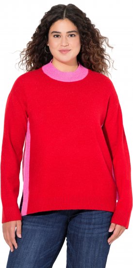 Ulla Popken Color Block Long Sleeve Sweater Lychee - Bluzy & bluzy z kapturem - 