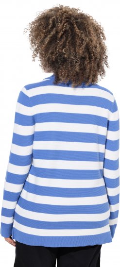Ulla Popken Striped Polo Collar Long Sleeve Sweater Aegean Blue - Bluzy & bluzy z kapturem - 