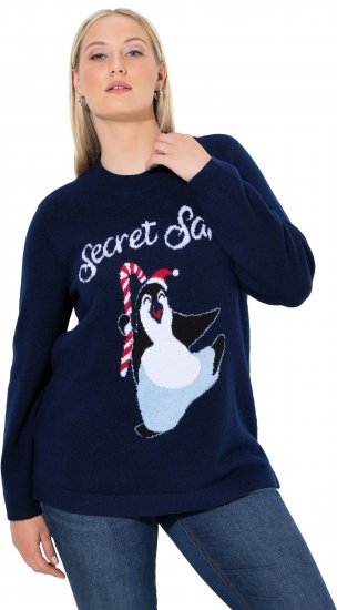 Ulla Popken Whimsical Holiday Sweater Navy - Bluzy & bluzy z kapturem - 