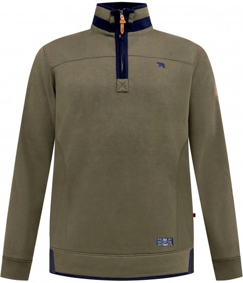 D555 Leicester 2 Quarter Neck Fleece Sweatshirt Khaki - Bluzy & bluzy z kapturem - Bluzy & Bluzy z kapturem 2XL-12XL