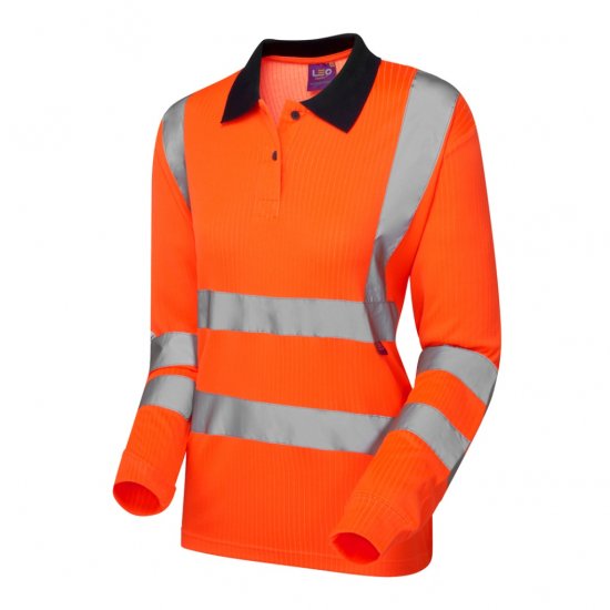 Leo Beaford EcoViz Comfort Women's Sleeved Polo Shirt Orange - Odzież robocza - 