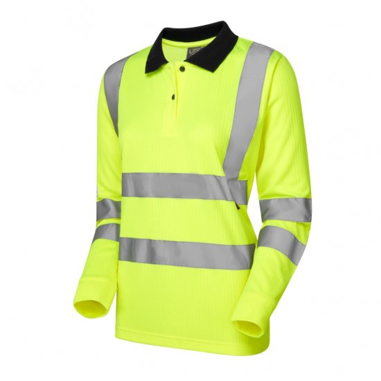 Leo Beaford EcoViz Comfort Women's Sleeved Polo Shirt Yellow - Odzież robocza - 
