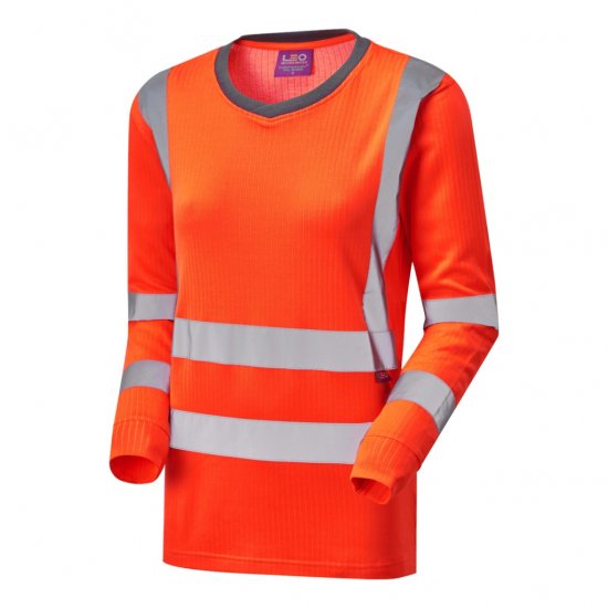 Leo Lydford EcoViz Comfort Women's Sleeved T-Shirt Orange - Odzież robocza - 