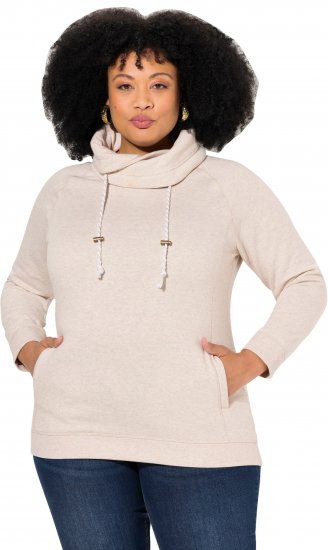 Ulla Popken Drawstring Collar Long Sleeve Sweatshirt Nature Melange - Bluzy & bluzy z kapturem - 