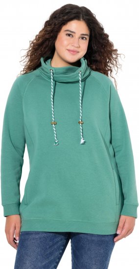 Ulla Popken Drawstring Collar Long Sleeve Sweatshirt Green - Bluzy & bluzy z kapturem - 