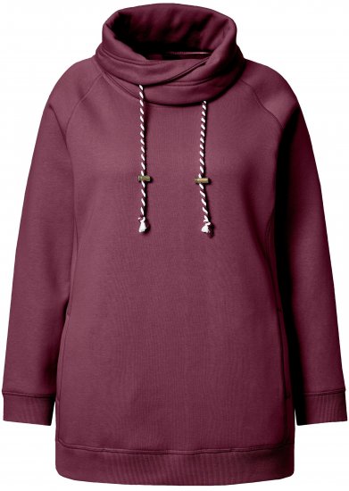 Ulla Popken Drawstring Collar Long Sleeve Sweatshirt Dark Berry - Bluzy & bluzy z kapturem - 