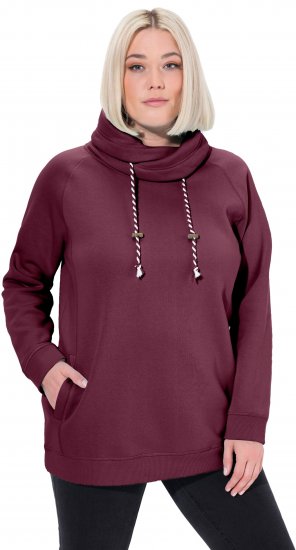 Ulla Popken Drawstring Collar Long Sleeve Sweatshirt Dark Berry - Bluzy & bluzy z kapturem - 