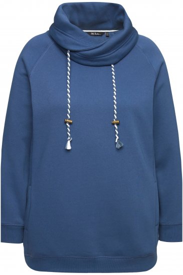 Ulla Popken Drawstring Collar Long Sleeve Sweatshirt Ink Blue - Bluzy & bluzy z kapturem - 