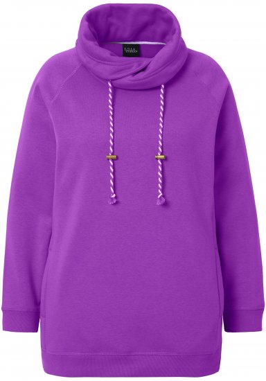 Ulla Popken Drawstring Collar Long Sleeve Sweatshirt Purple - Bluzy & bluzy z kapturem - 
