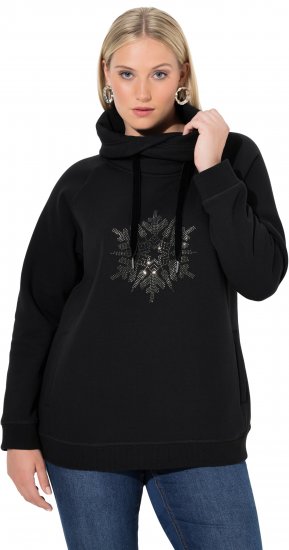 Ulla Popken Rhinestone Snowflake Turtleneck Sweatshirt Black - Bluzy & bluzy z kapturem - 