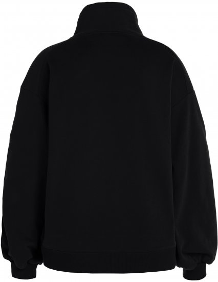 Ulla Popken Gathered Sleeve Oversized Fit Sweatshirt Black - Bluzy & bluzy z kapturem - 