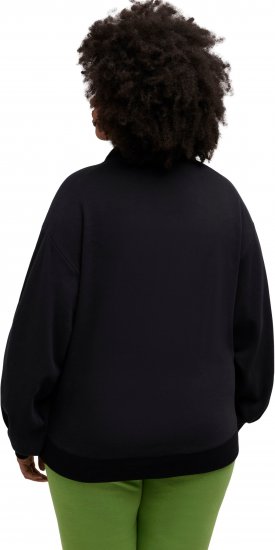 Ulla Popken Gathered Sleeve Oversized Fit Sweatshirt Black - Bluzy & bluzy z kapturem - 