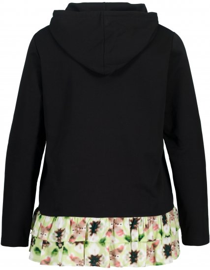 Ulla Popken Ruffle Hem A-line Fit Hooded Sweatshirt Black - Bluzy & bluzy z kapturem - 