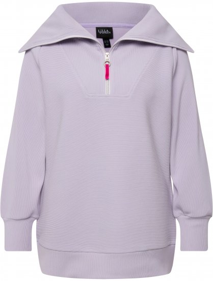 Ulla Popken Long Sleeve Troyer Collar Sweatshirt Pastel Lilac - Bluzy & bluzy z kapturem - 