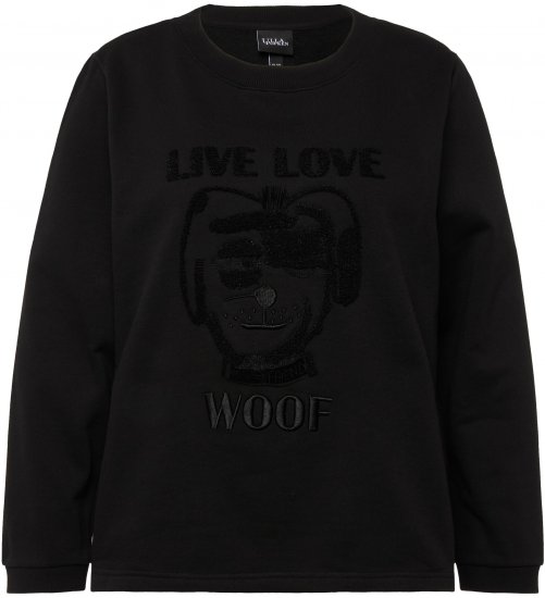 Ulla Popken Flock Print Long Sleeve Crew Neck Sweatshirt Black - Bluzy & bluzy z kapturem - 