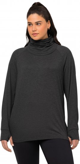 Ulla Popken Sweatshirt with Gaiter Black - Bluzy & bluzy z kapturem - 