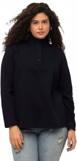 Ulla Popken Collared Long Sleeve Sweatshirt Navy - Bluzy & bluzy z kapturem - 
