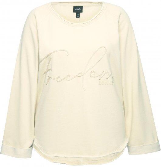 Ulla Popken Embroidered Freedom Rolled Edge Sweatshirt Sand - Bluzy & bluzy z kapturem - 