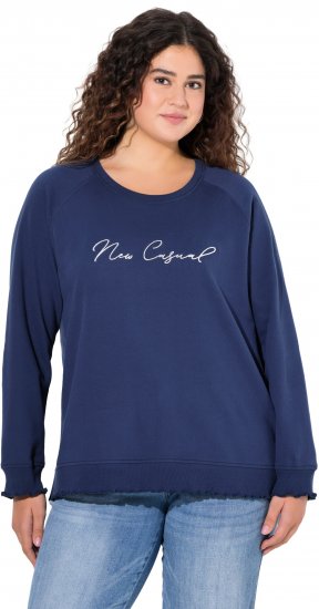Ulla Popken NEW CASUAL Ruffled Hem Sweatshirt Navy - Bluzy & bluzy z kapturem - 