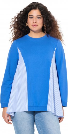 Ulla Popken Pinstripe Gore Long Sleeve Sweatshirt Peacock Blue - Bluzy & bluzy z kapturem - 