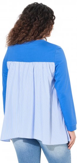 Ulla Popken Pinstripe Gore Long Sleeve Sweatshirt Peacock Blue - Bluzy & bluzy z kapturem - 