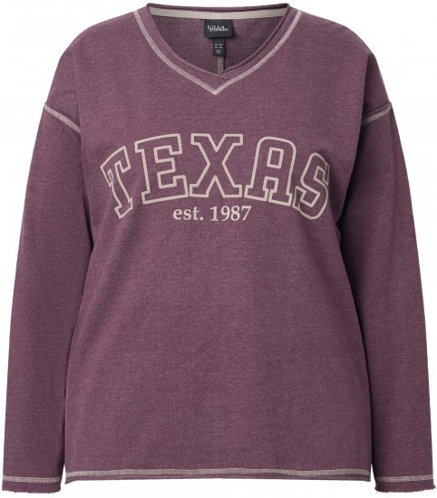 Ulla Popken Texas Contrast Stitching Sweatshirt Dark Ruby - Bluzy & bluzy z kapturem - 
