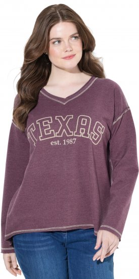 Ulla Popken Texas Contrast Stitching Sweatshirt Dark Ruby - Bluzy & bluzy z kapturem - 
