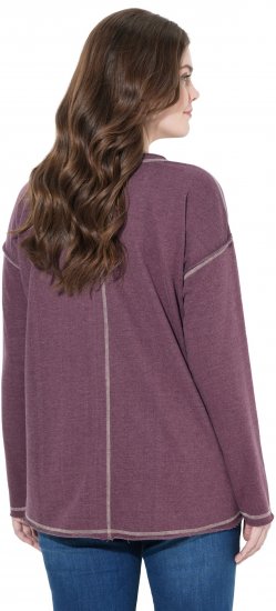 Ulla Popken Texas Contrast Stitching Sweatshirt Dark Ruby - Bluzy & bluzy z kapturem - 