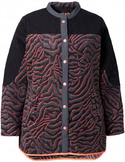 Ulla Popken Neon Tiger Stripe Jacket Black - Bluzy & bluzy z kapturem - 