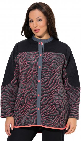 Ulla Popken Neon Tiger Stripe Jacket Black - Bluzy & bluzy z kapturem - 
