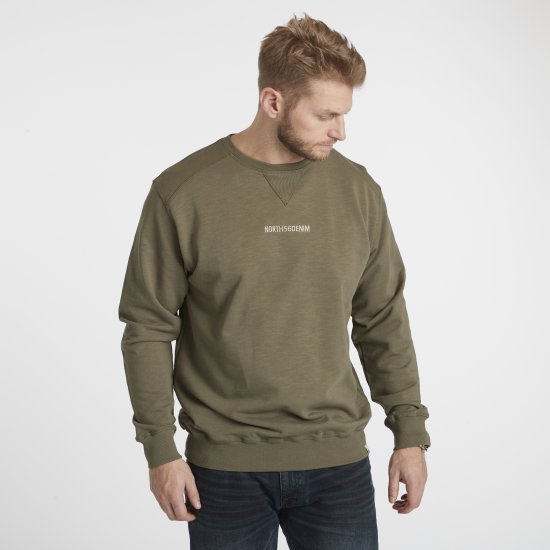 North Latitude Denim Logo Sweatshirt Dusty Olive Green TALL - TALL bluzy - Bluzy TALL dla wysokich mężczyzn