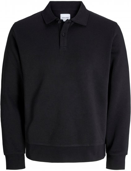 Jack & Jones Bradley Sweatshirt Polo Black - Bluzy & bluzy z kapturem - Bluzy & Bluzy z kapturem 2XL-12XL