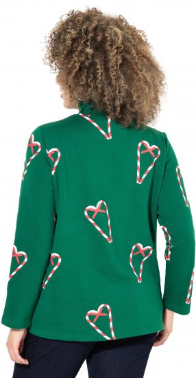 Ulla Popken Candy Cane Graphic Sweatshirt Meadow Green - Bluzy & bluzy z kapturem - 